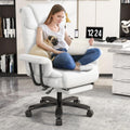 160 Reclining Office Chair with Footrest, Big & Tall Desk Chair, White