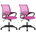 Ergonomic Office Chair | Mid-Back Swivel Desk Chair | Breathable Backrest & Lumbar Support | Adjustable Height | Sponge Seat | Rolling Wheels | Pink | for Adults & Women | Pack of 2