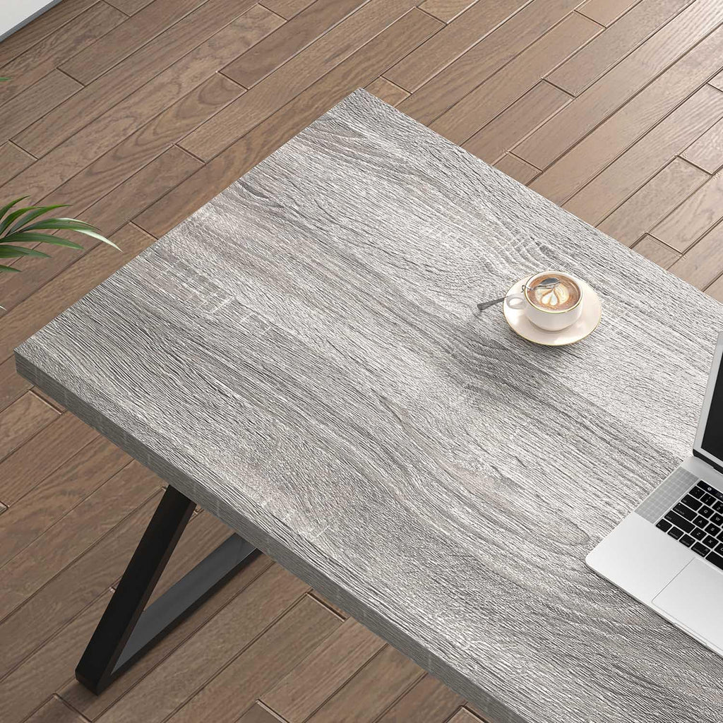 Modern Desks, Rustic Wood and Metal Computer Desk for Home Office, Simple Study Writing Work PC Table for Bedroom Living Room, Light Grey, 47 Inch