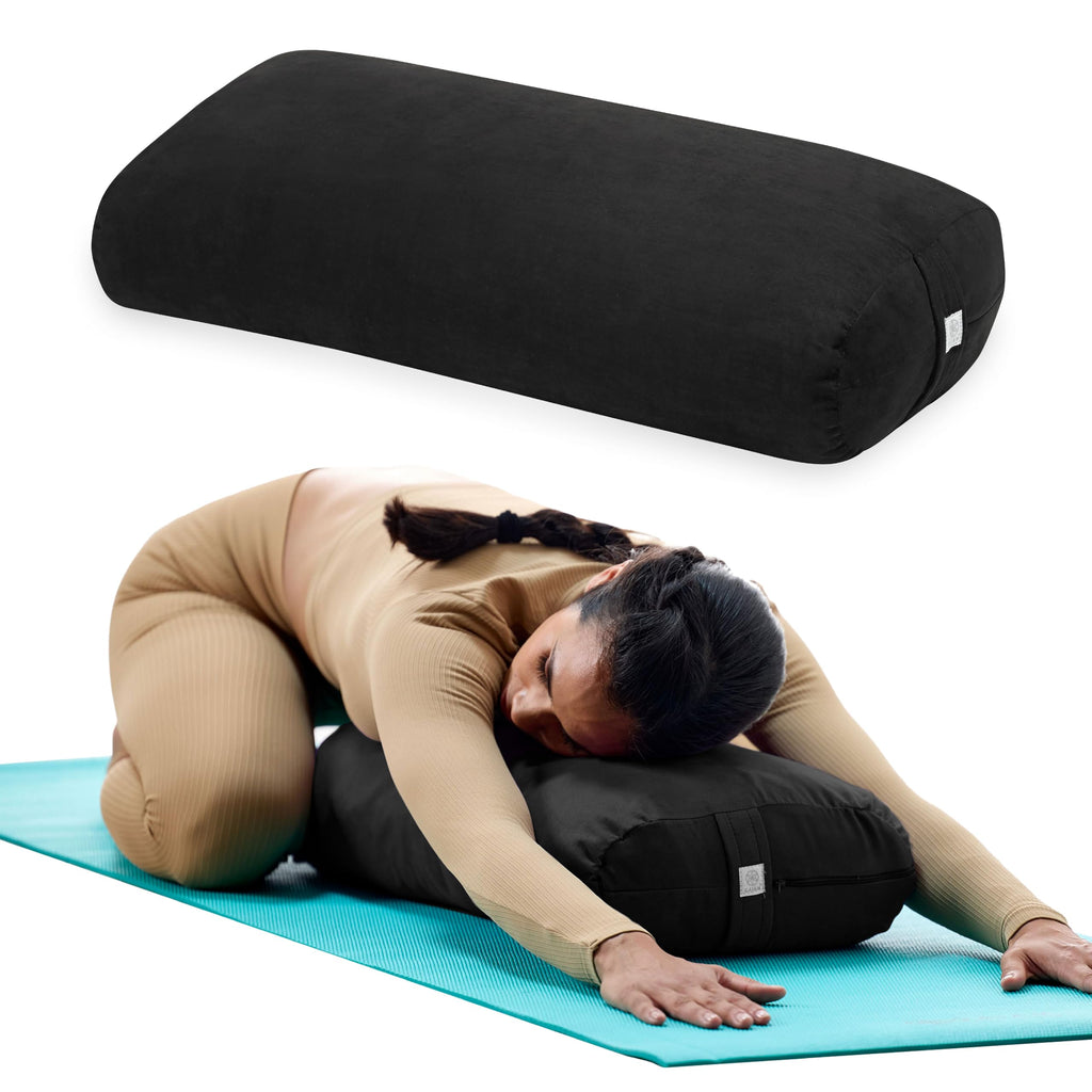 Yoga Bolster Pillow, Supportive Cushion for Restorative Yoga (Black)
