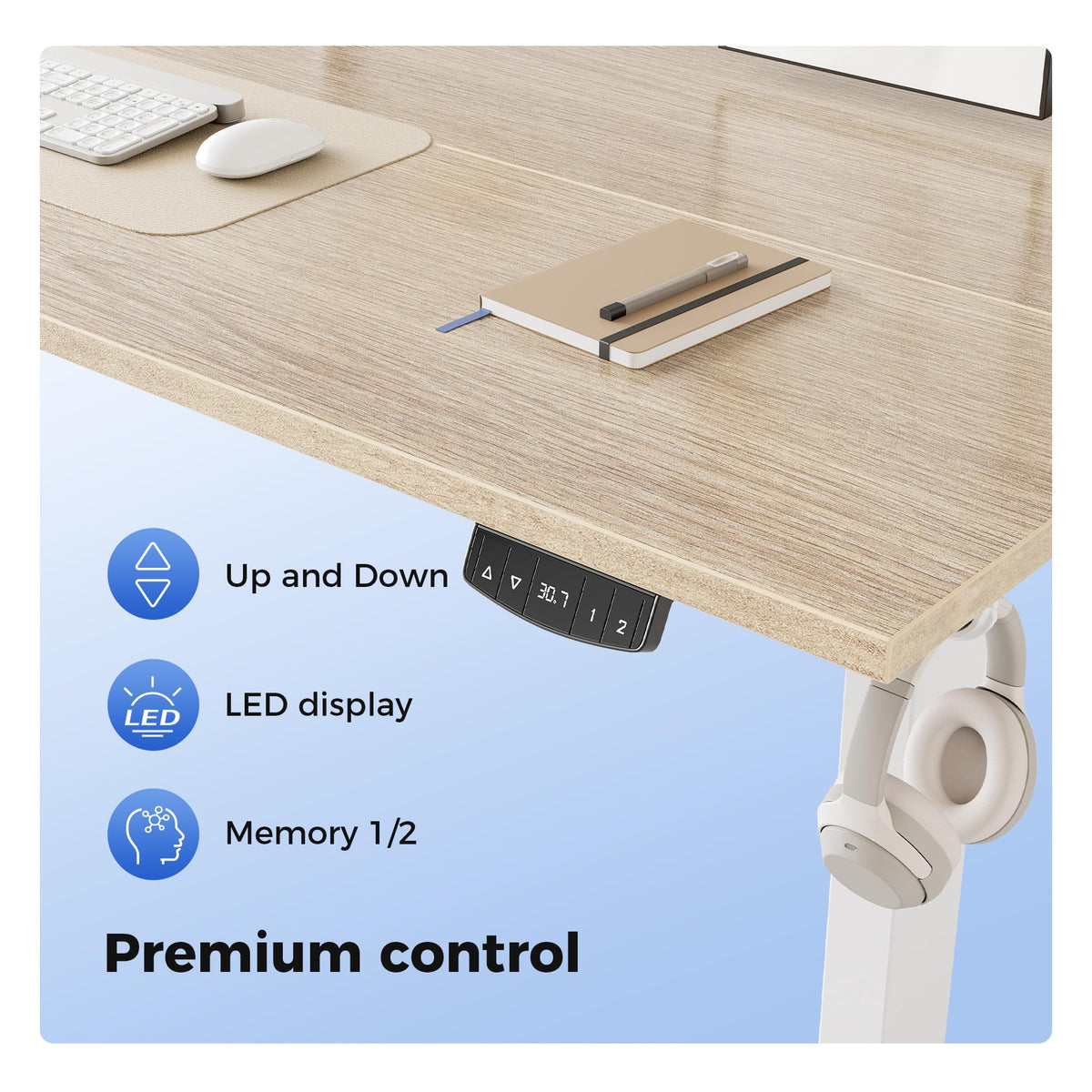 48 * 24 Inch Height Adjustable Electric Standing Desk, Maple