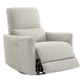 Power Recliner Chair Swivel Glider, FSC Certified Fabric Living Room Nursery Reclining Sofa Chair with Lumbar Support, Dove Grey