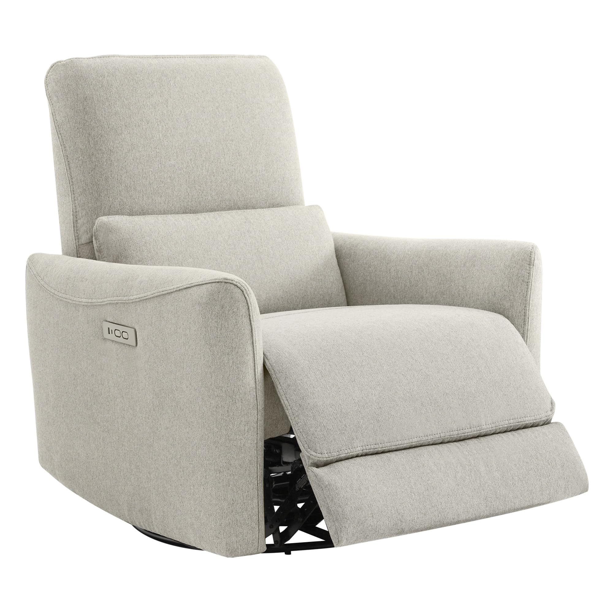 Power Recliner Chair Swivel Glider, FSC Certified Fabric Living Room Nursery Reclining Sofa Chair with Lumbar Support, Dove Grey