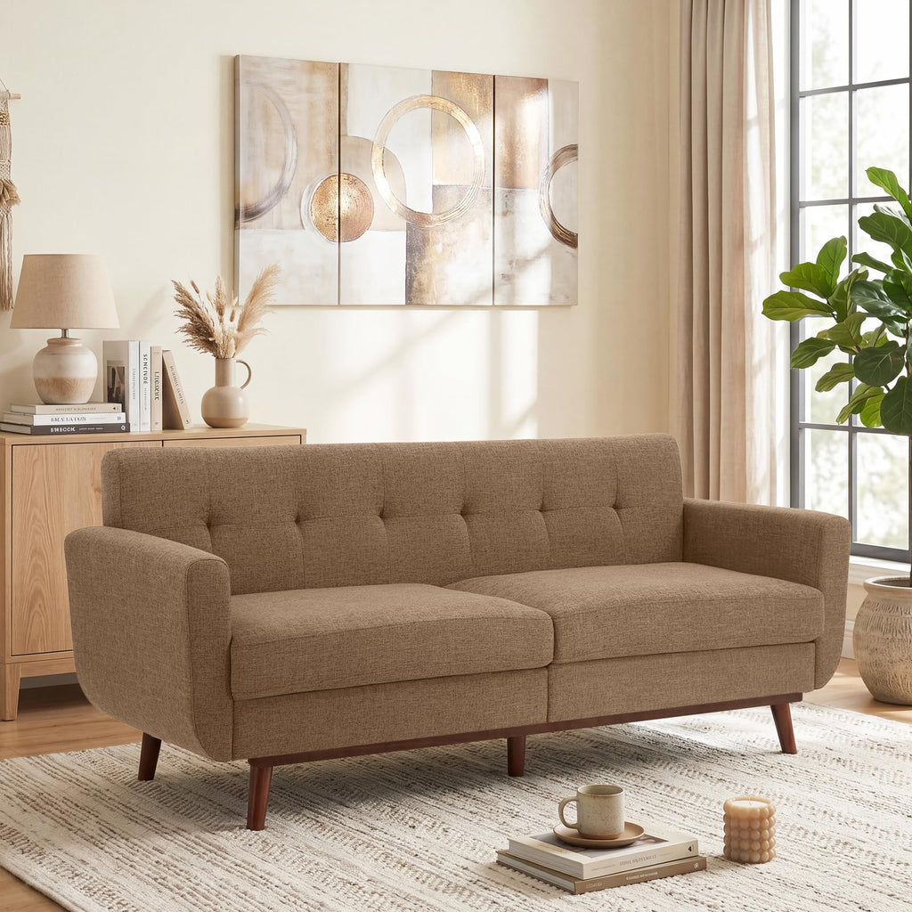 77.2" W Loveseat Sofa, Solid & Easy to Install Small Couch for Bedroom, Office, Apartment, Brown