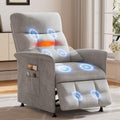 Power Recliner Chair for Adults with Heat & Massage - Soft Fabric Electric Reclining Sofa with Remote Control, 3 Side Pockets, 180° Lay Sleeper for Living Room Home Theater, Light Grey