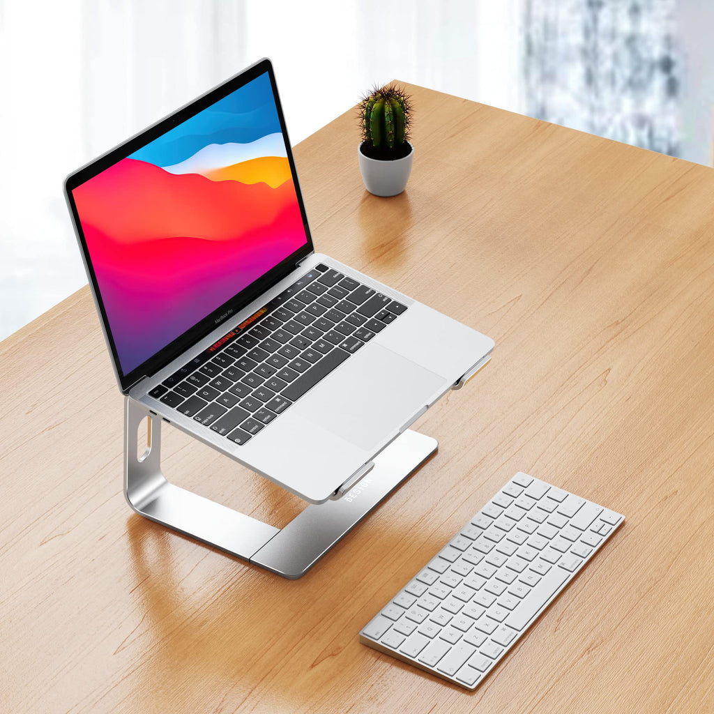 Aluminum Laptop Stand, Ergonomic Detachable Computer Stand, Notebook Riser, Laptop Mount Compatible with Air, Pro, Dell, HP, Lenovo More 10-15.6" Laptops, Silver