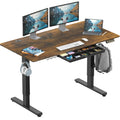 55 x 28 Inches Electric Height Adjustable Standing Desk with Drawer and Memory Preset, Rustic Brown