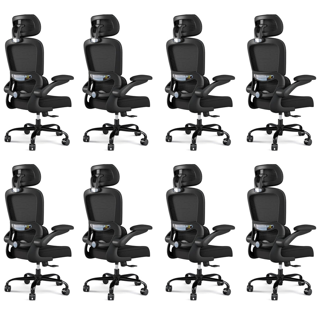 Office Chair Ergonomic Desk Chair, 330 LBS Home Mesh Office Desk Chairs with Wheels, Comfortable Gaming Chairs Black Pack of 8