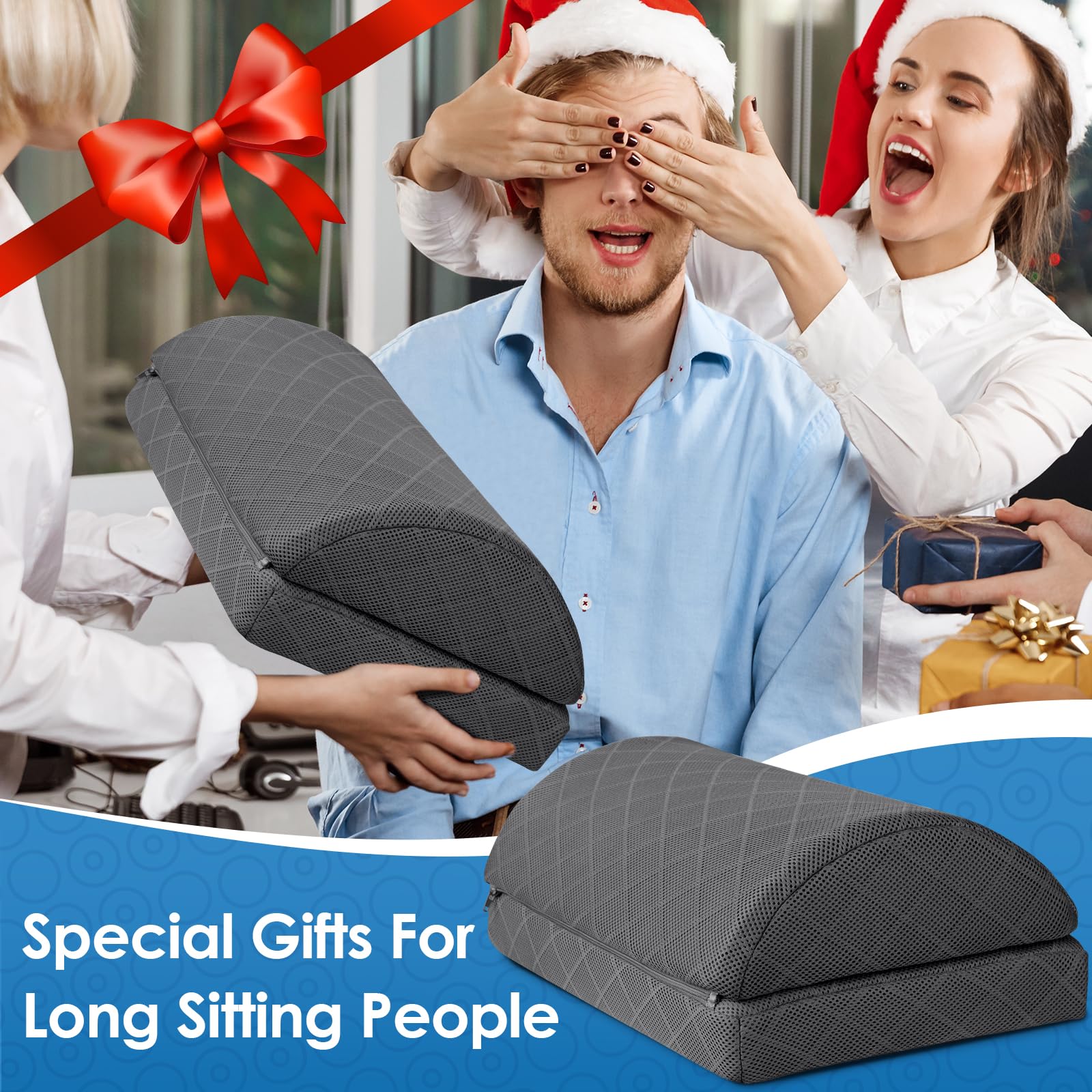 Foot Rest for Under Desk at Work Adjustable Foam for Office and Home, Office Desk Accessories，Comfortable Footrest with 2 Adjustable Heights，Back & Hip Pain Relief (Gray-16.9 in)
