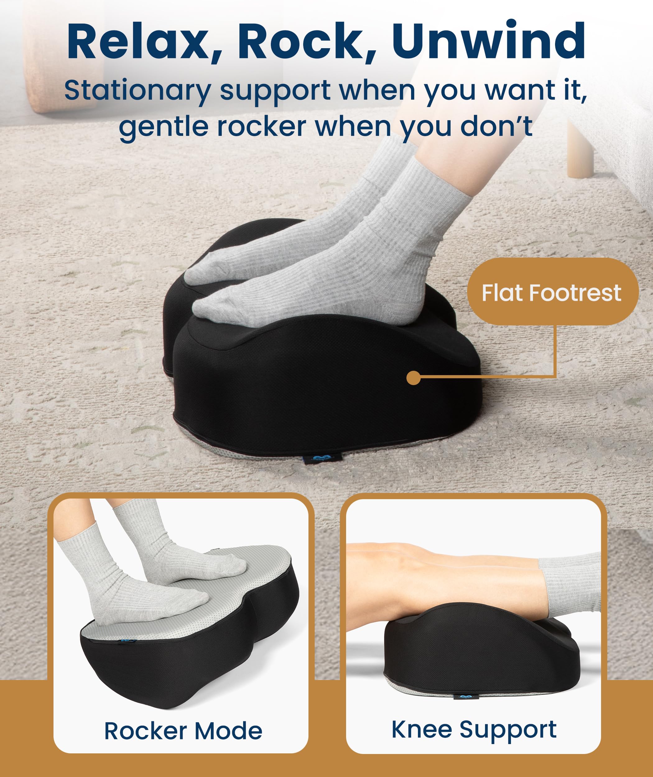 Foot Rest for Under Desk at Work - Memory Foam Office Foot Stool & Under Desk Footrest Leg Elevation Pillow for Gaming & Home Office, Supports Posture