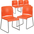 Set of 5, Hercules Series Contoured Stacking Chairs for Waiting Rooms and Offices, Ergonomic Lobby Chairs with Curved Back, Orange