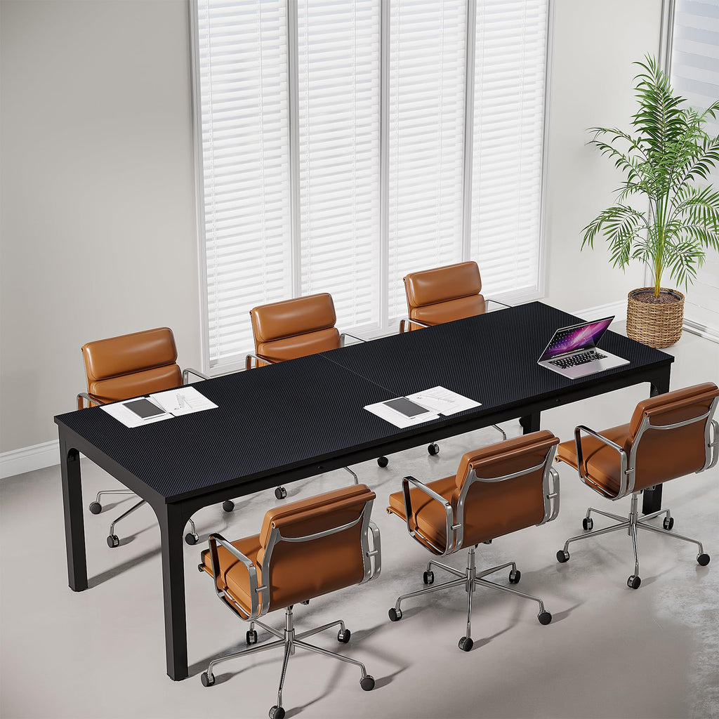 6.5 FT Conference Room Table, 78.74" W x 27.56" D Large Office Conference Table, Modern Seminar Meeting Table Desk for Boardroom, Meeting Room (1, Black)
