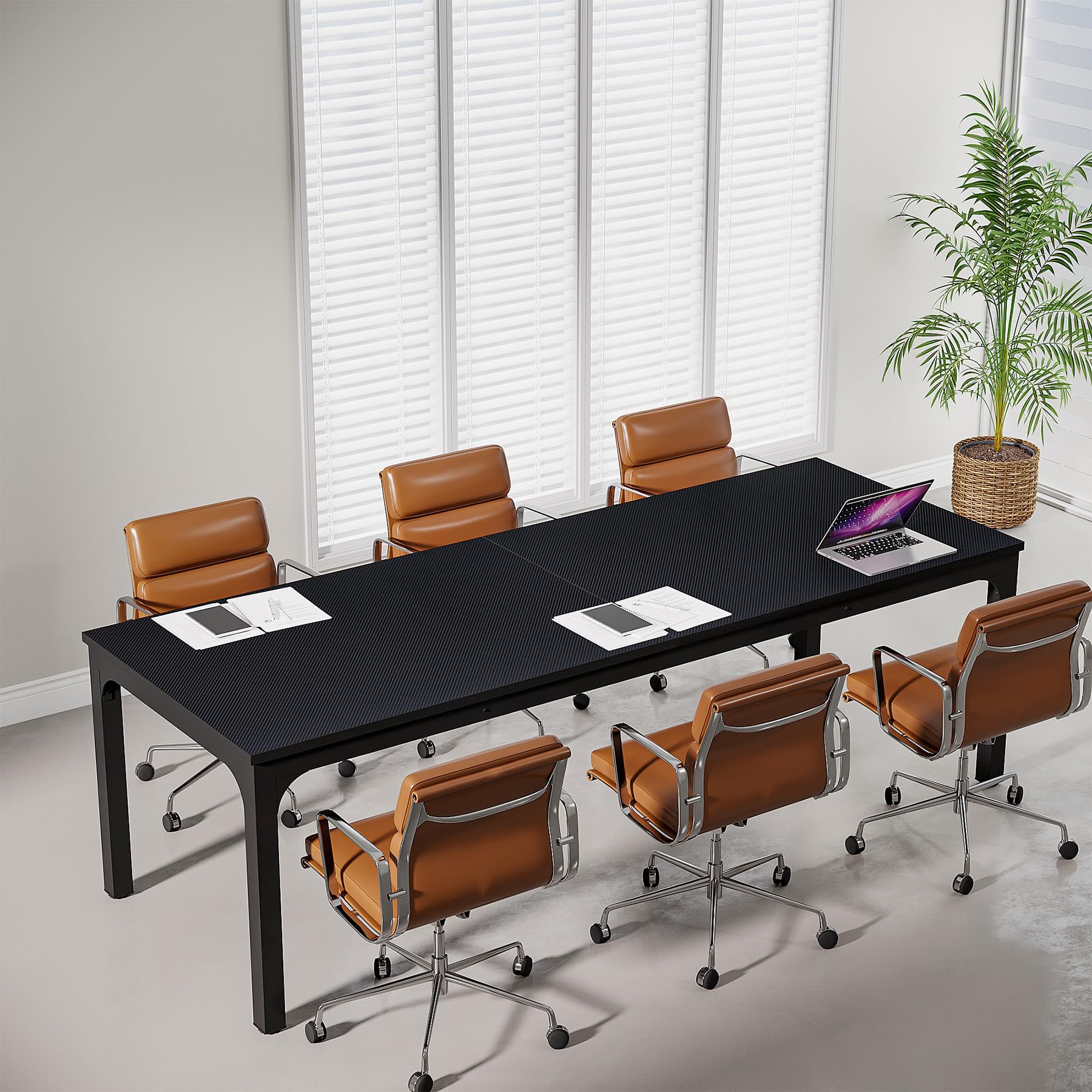 6.5 FT Conference Room Table, 78.74" W x 27.56" D Large Office Conference Table, Modern Seminar Meeting Table Desk for Boardroom, Meeting Room (1, Black)