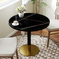 hausway 31.5" Tulip Table,Round Kitchen Dining Table for 2-4 with Thick Sintered Stone Top,Titanium Golden Pedestal Base,Heat-Resistant,Bistro Table for Dining Room,Café,Small Space（Gilded Chord）