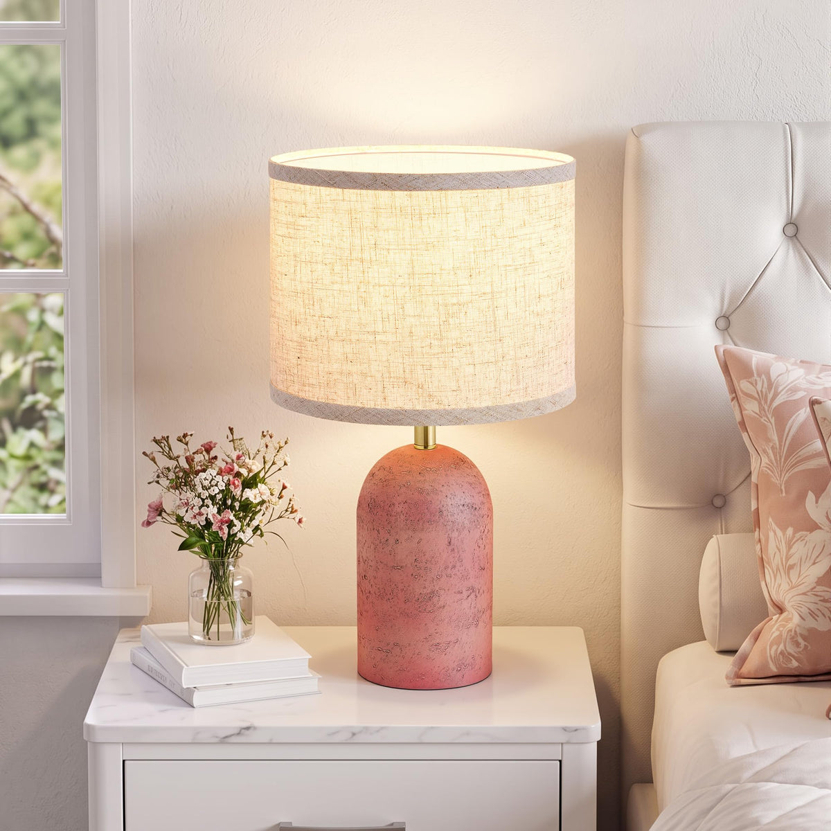 Table Lamps Set of 2, Resin Bedside Lamps for Living Room Bedroom