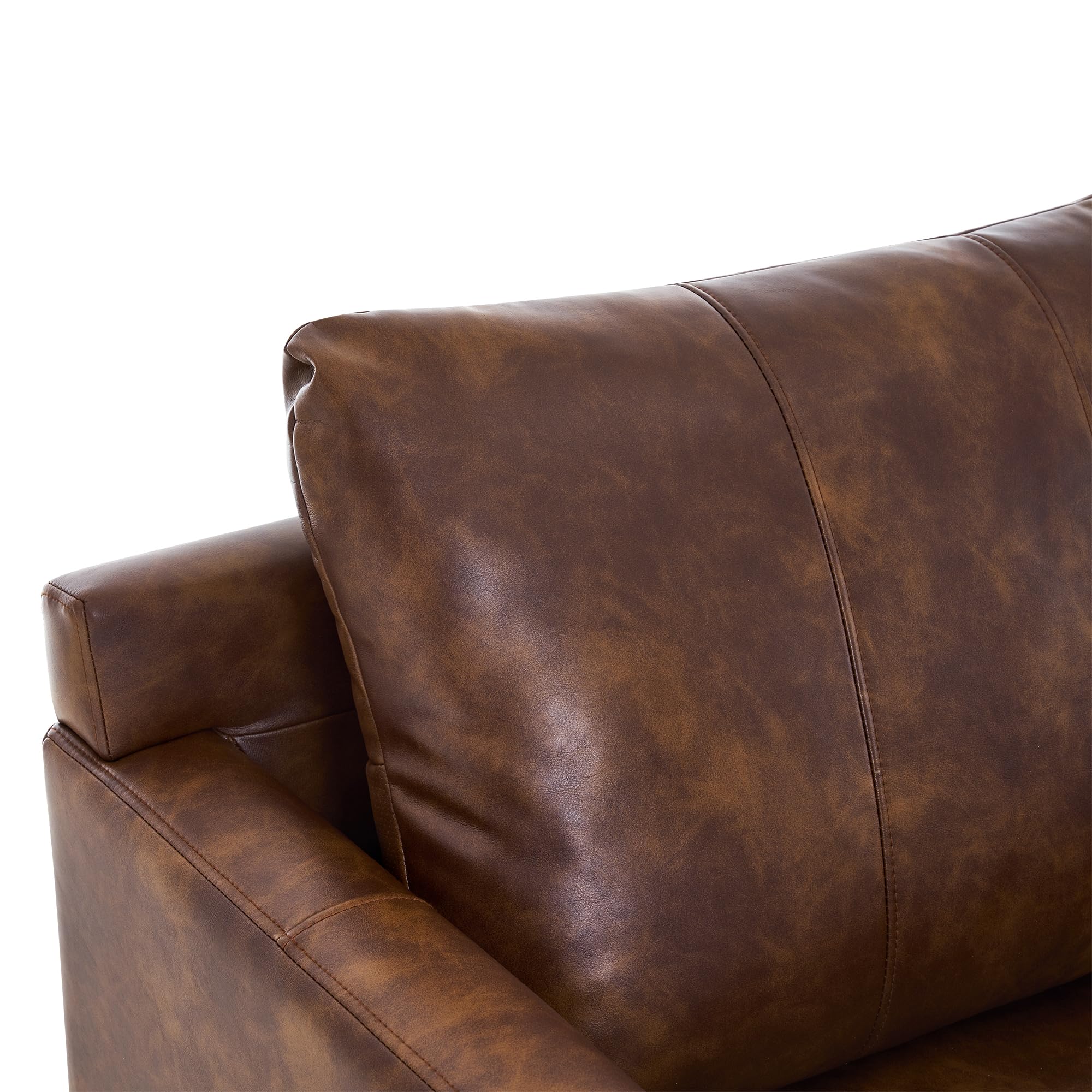 Modern Accent Chair, Faux Leather Upholstered Lounge Armchair, Single Sofa Chairs for Living Room Office 4629 (1, Brown)