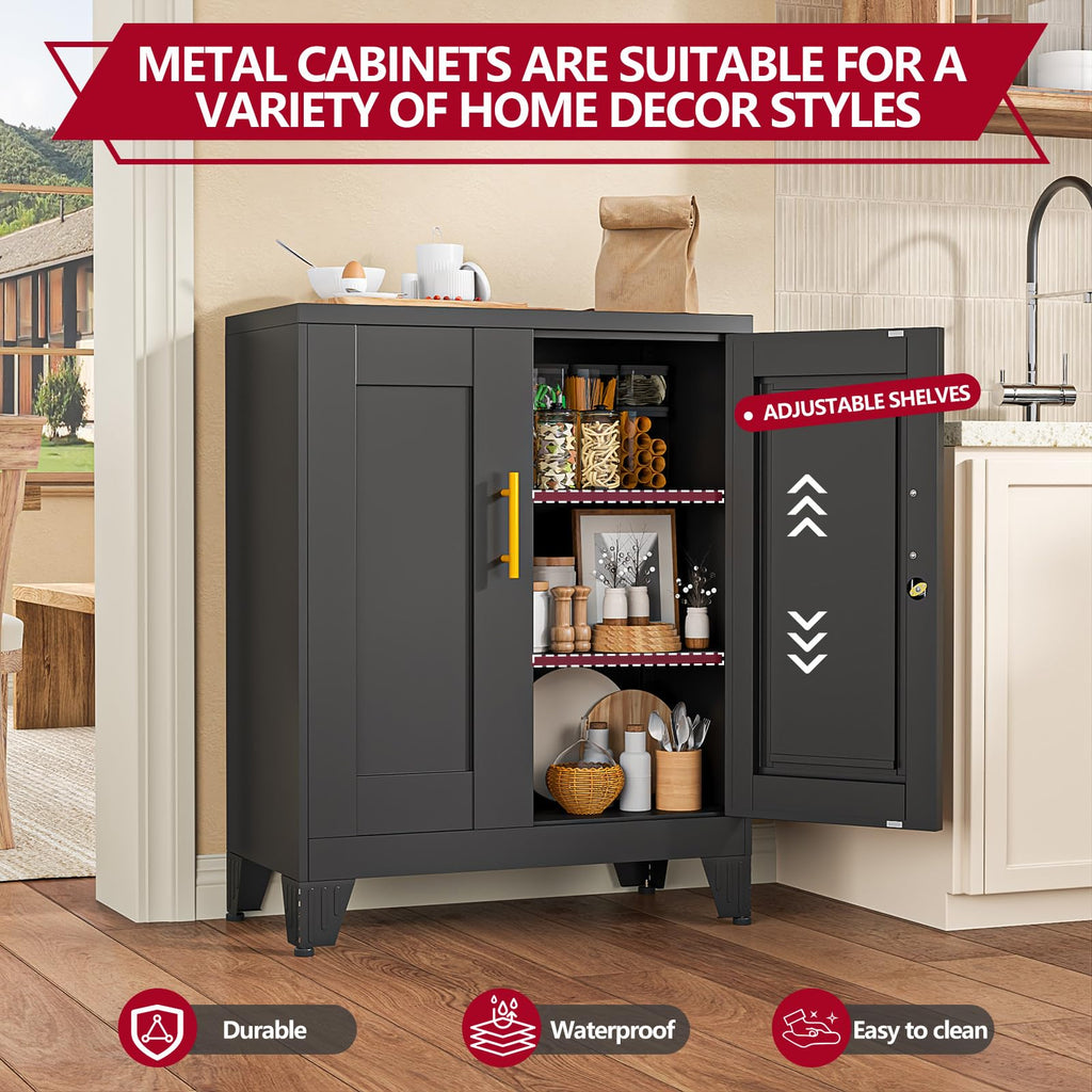 Black Metal Storage Cabinet, 36" Steel Locking Cabinets