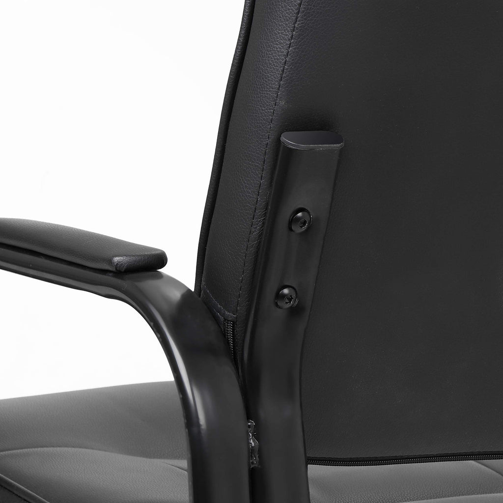 Set of 3, Office Guest Chair Bonded Leather Executive Side Chair Reception Chair W/Solid Metal Frame Home Office Furniture