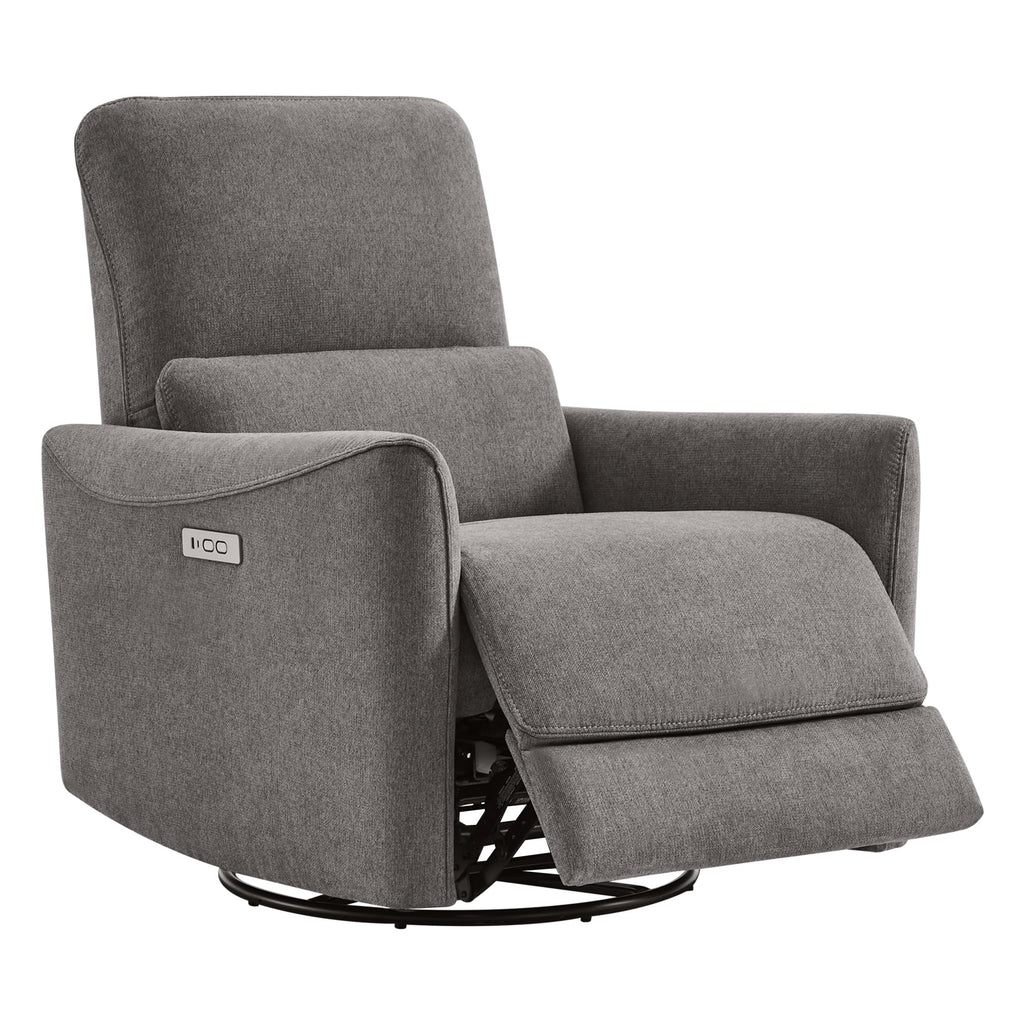 Power Recliner Chair Swivel Glider, FSC Certified Fabric Living Room Reclining Sofa Chair with Lumbar Support, Metal Grey