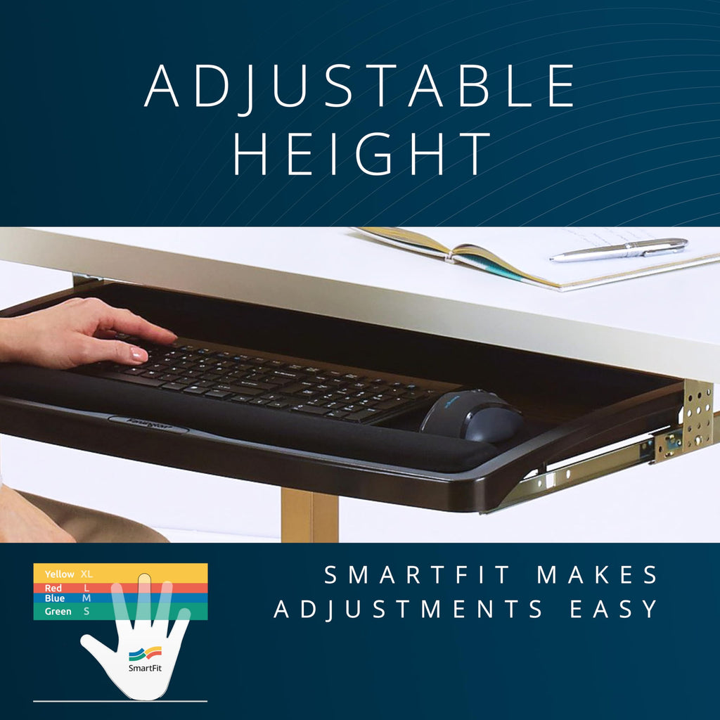 Keyboard Tray Under Desk, SmartFit Ergonomic Slide-Out Keyboard Drawer with Cable Management, Extra-Wide Height Adjustable Keyboard Holder, 24.5" x 11.75", Black