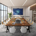 6.5FT Conference Table for 6-8 People, 78 inch Long Rectangular Seminar Table with Strong Metal Frame, Business Furniture Boardroom Desk for Office Meeting Conference Room (6PCS, Mix Brown)