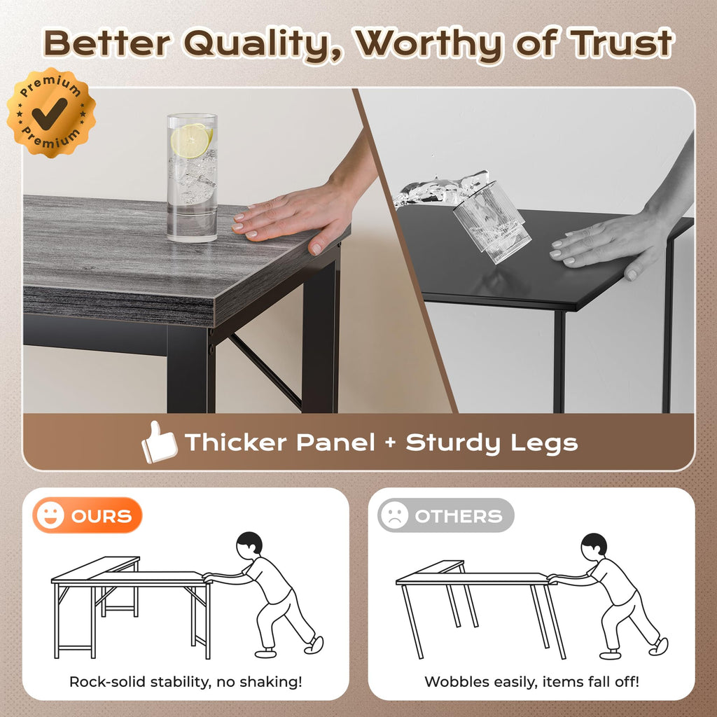 63 Inch L Shaped Desk with Power Outlets and USB-C Port, Reversible Computer Desk, Larger Office Corner Gaming Desk, 0.95 Inch Thicker Desktop, Metal Frame, for Home Office, Study, Grey