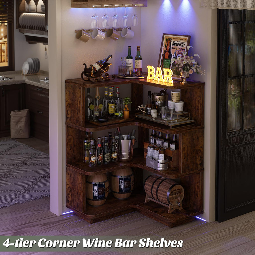 Corner Book Shelf, 4-Shelf L Shaped Corner Bookshelf with Baffle