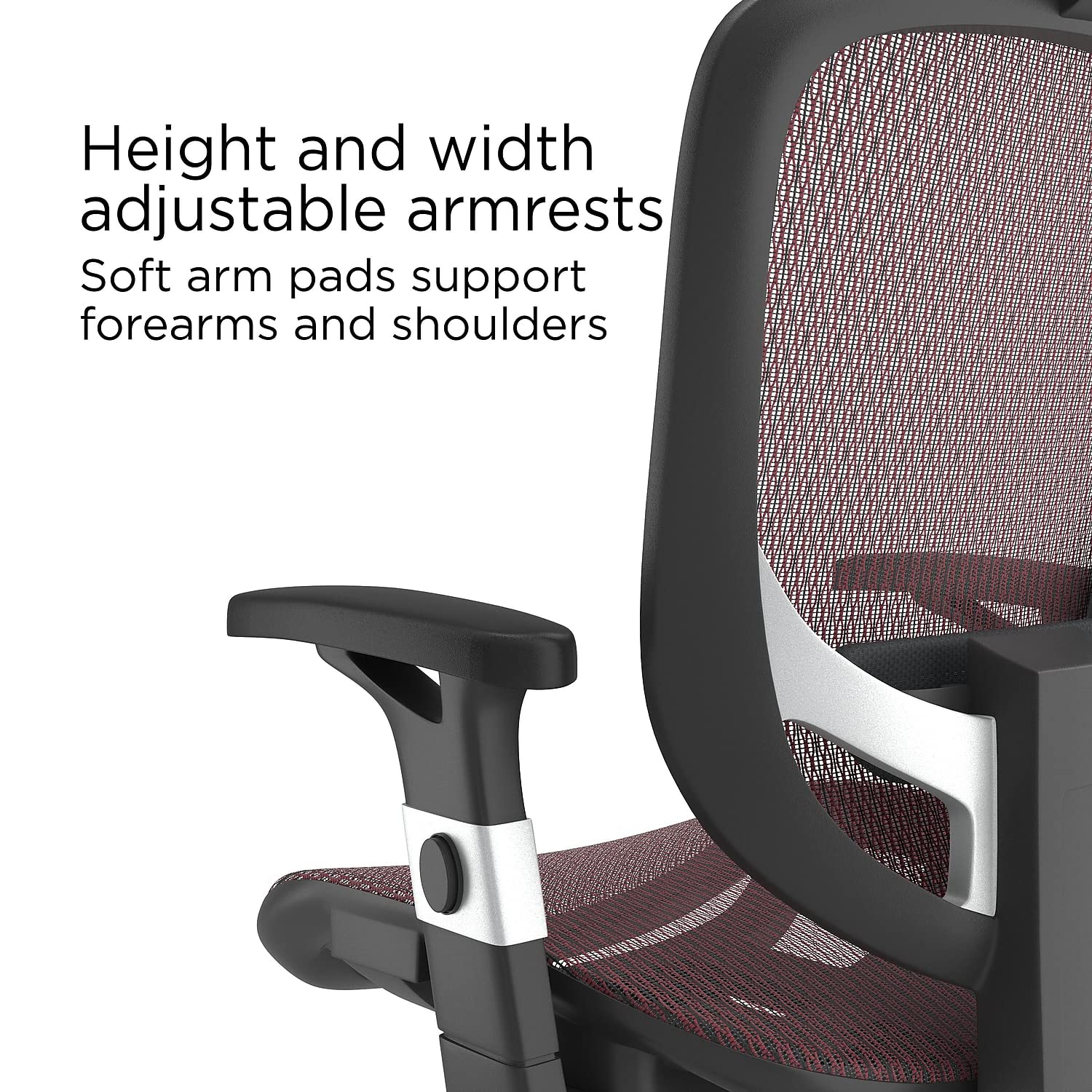 Ergonomic Task Chair, Mesh, Ergonomic, Lumbar Support, Swivel, Maroon