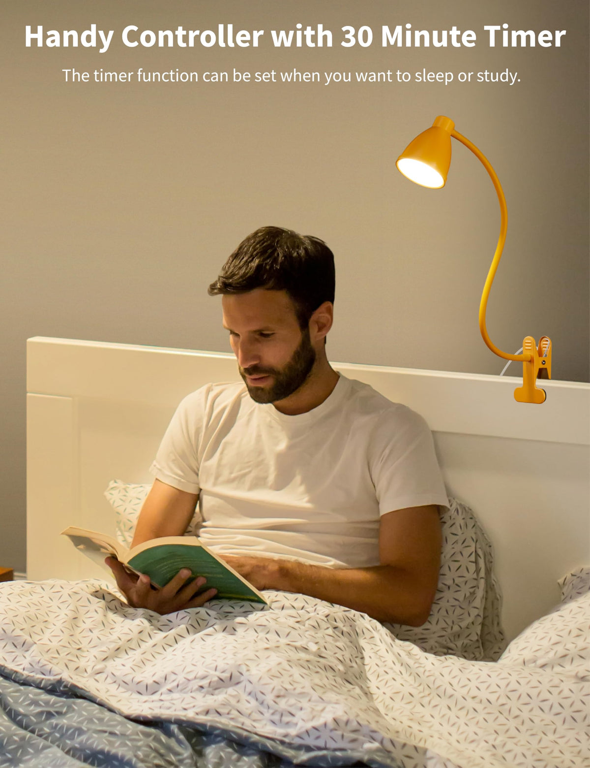 Clip on Light, Desk Lamp with Clamp, 5 Color 10 Brightness Yellow