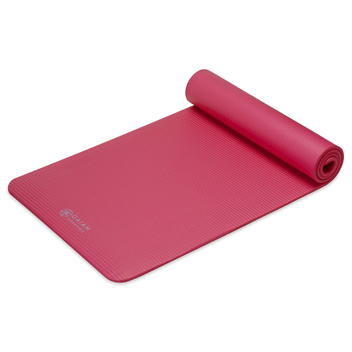 Essentials Thick Yoga Mat with Easy-Cinch Strap (Pink, 10mm)