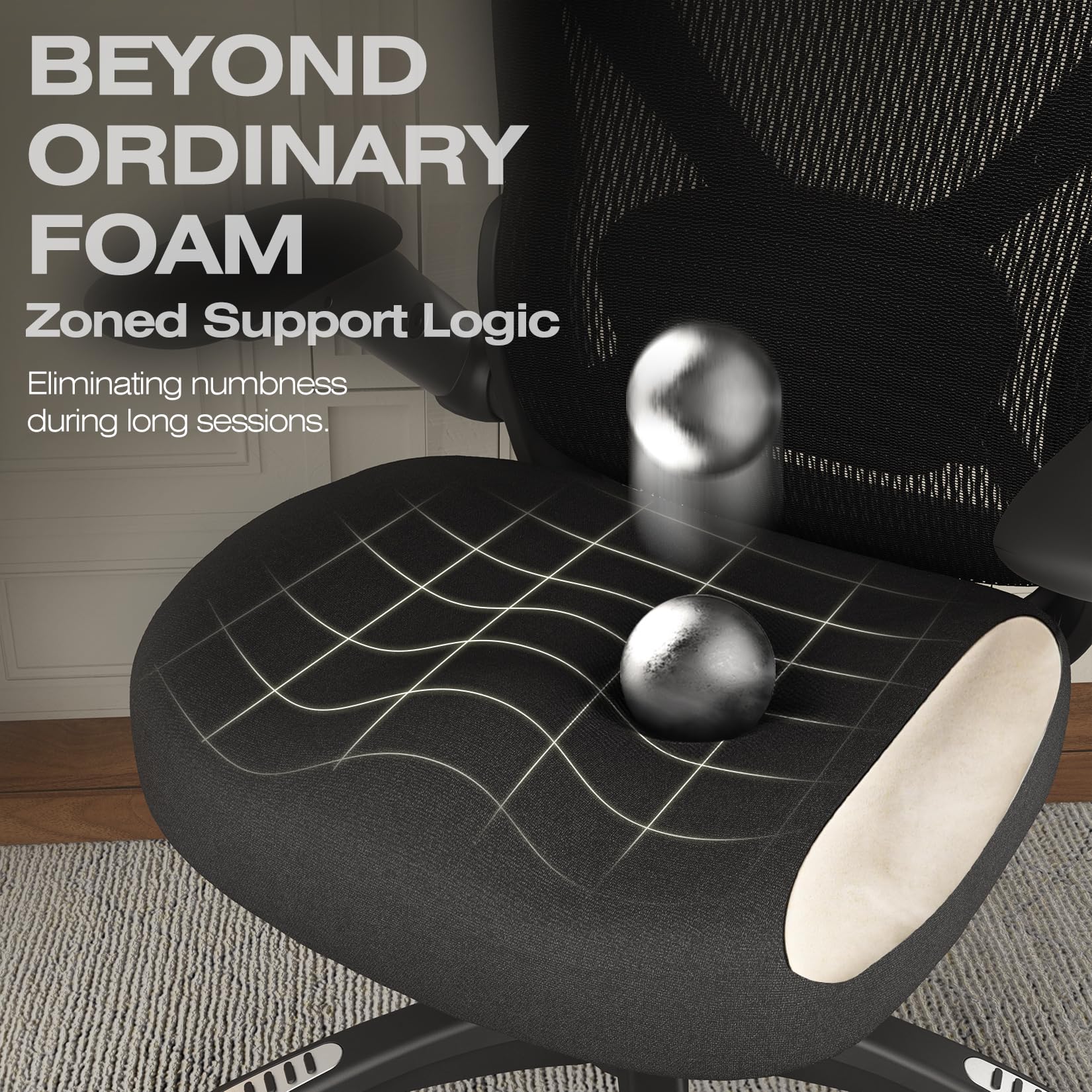 X100 Ergonomic Mesh Office Chair, Big and Tall Hone Desk Chair with 5D Flip-Up Arms, Adjustable 3D Lumbar Support,Gaming & Executive Computer Chairs for Long Hours, Padded Seat