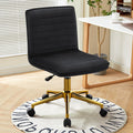 Office Desk Chair, Armless Desk Chair with Wheels Soft Velvet Adjustable Height, Comfy Computer Rolling Chairs with Gold Metal Base Stool,Black