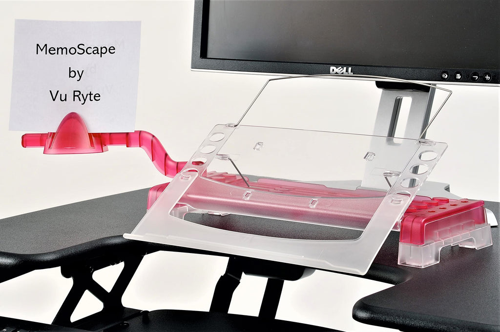 Adjustable in-Line Document Holder for Typing | Reduces Neck Strain, Improves Focus, Boosts Desk Organization, and Workflow | Paper Holder Stand for Desk and Home Office - Pink