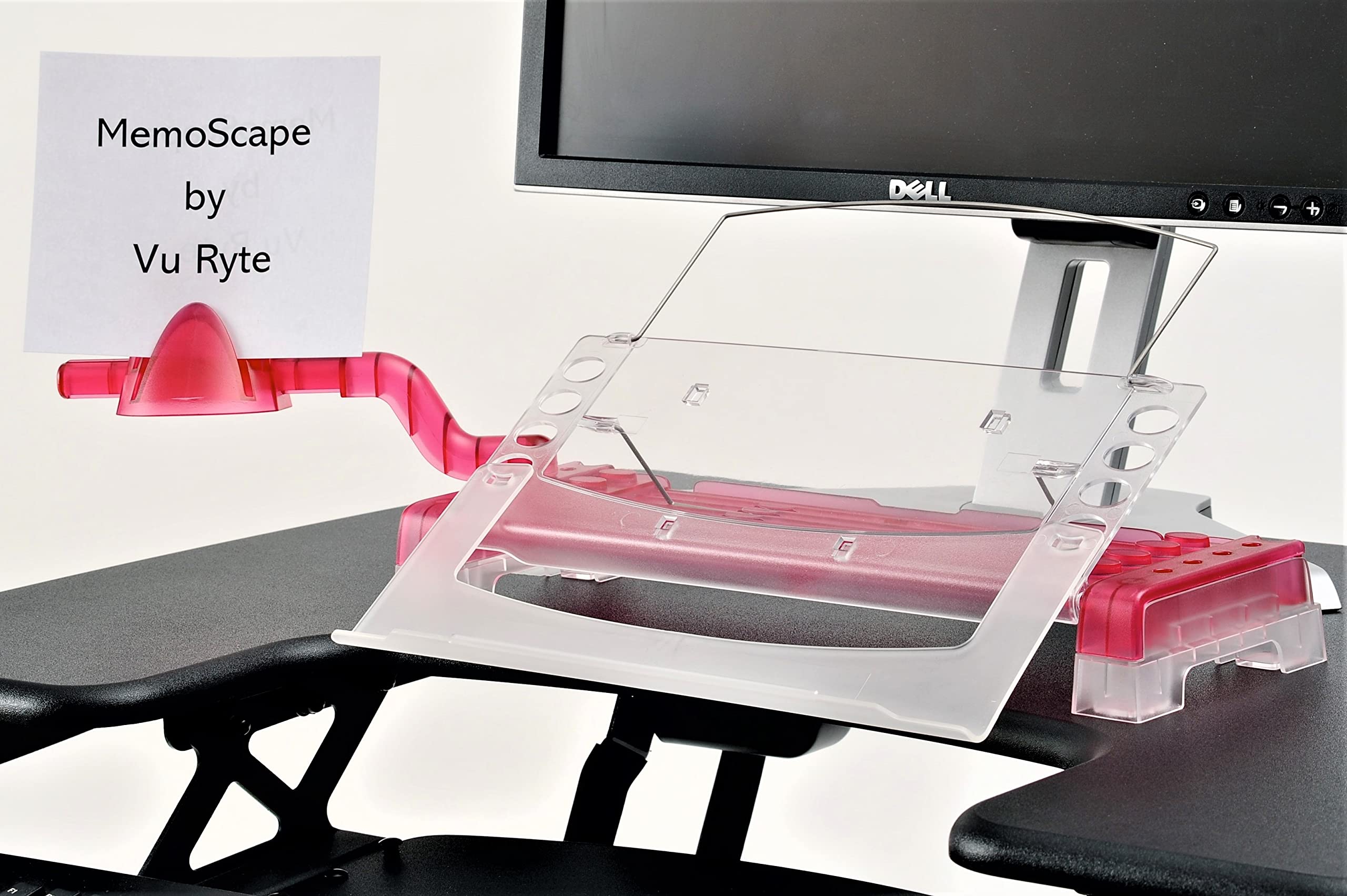 Adjustable in-Line Document Holder for Typing | Reduces Neck Strain, Improves Focus, Boosts Desk Organization, and Workflow | Paper Holder Stand for Desk and Home Office - Pink