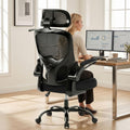 Ergonomic Office Chair, 330lbs Mesh Desk Chair with Adjustable Lumbar Support, 3D Headrest and Flip-Up Arms, Comfortable High Back Computer Chair for Home Office