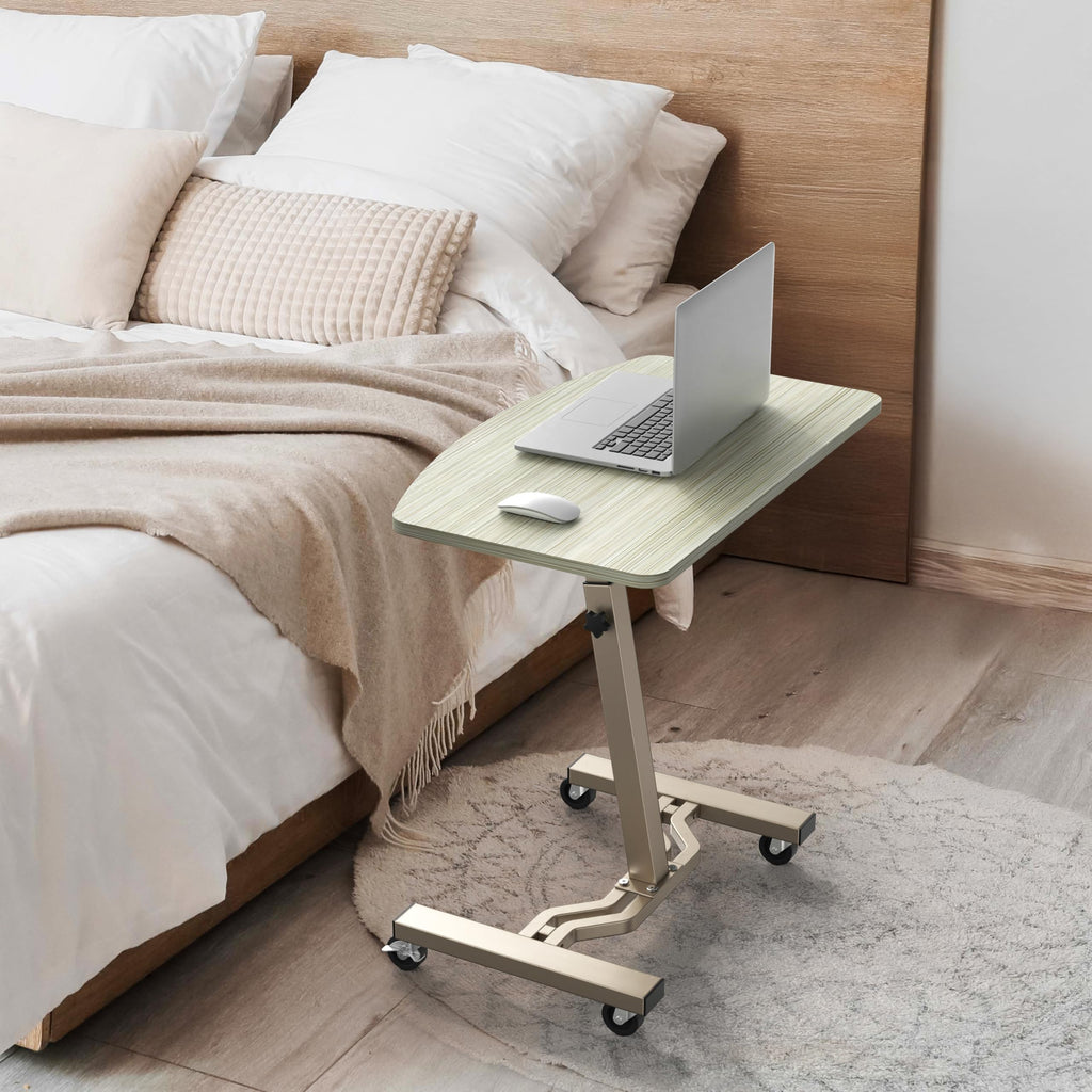 Mobile Height Adjustable Laptop Rolling Cart with Height Adjustment from 28" to 33", Maple