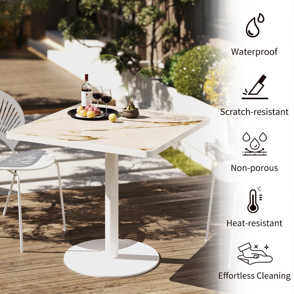 hausway 31.5" Tulip Table,Square Kitchen Dining Table for 2-4 with Thick Sintered Stone Top,Titanium Golden Pedestal Base,Heat-Resistant,Bistro Table for Dining Room,Café,Small Space（Amber Rift）