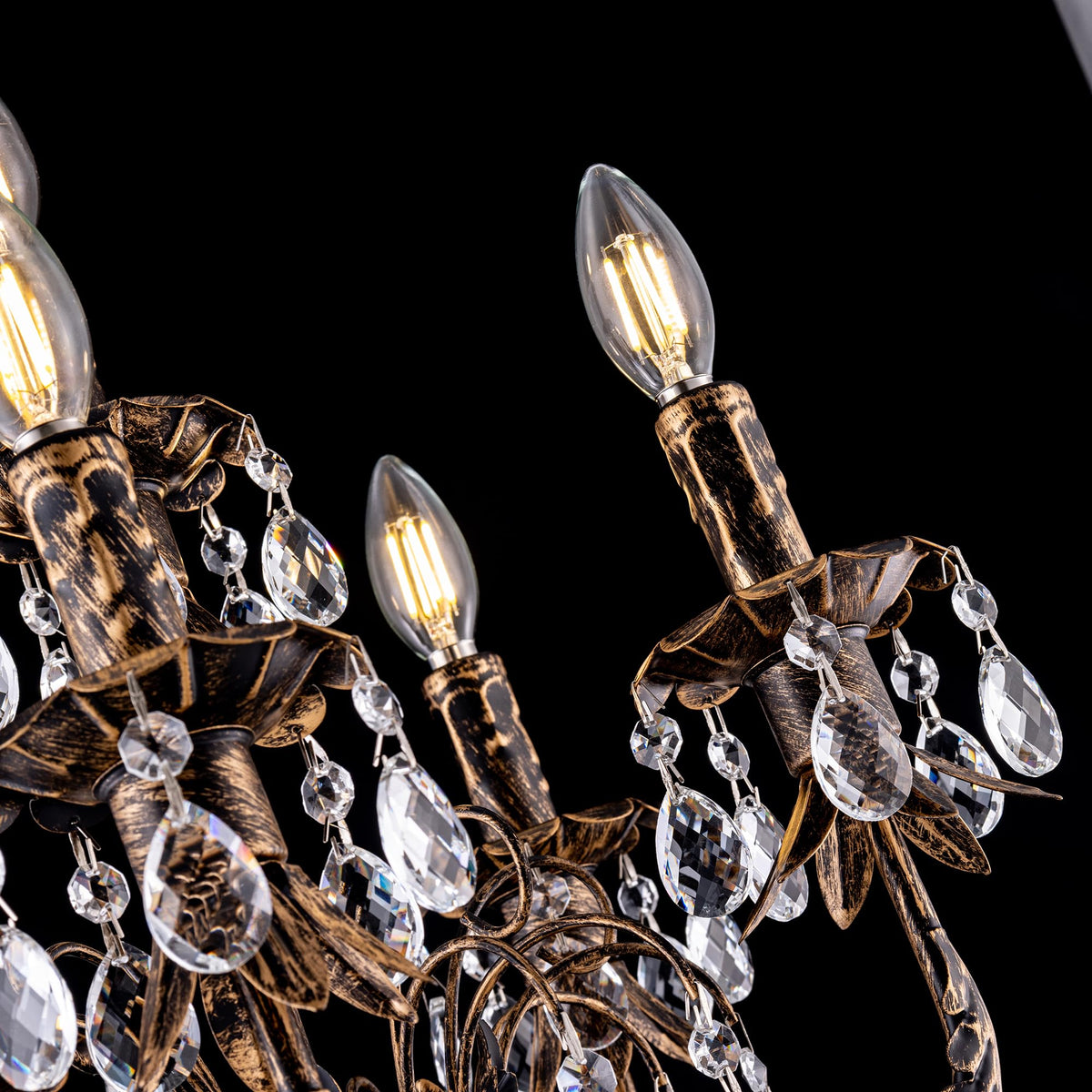 Crystal Bronze Floor Lamp, Tall Vintage Standing Living Room Lamp