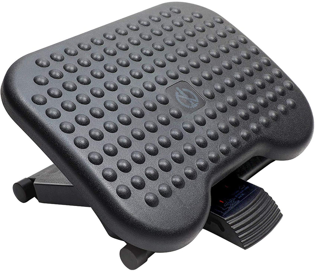 Adjustable Desk Footrest, Foot Rest for Under Desk at Work with Massage, Adjustable Foot Stool with 3 Height Position & 30 Degree Tilt Angle Adjustment for Home, Office