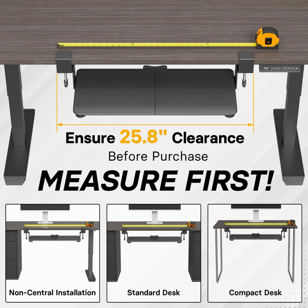 Under Desk Keyboard Tray, Pull-Out Keyboard & Mouse Platform with C-Clamp, 20 x 11.8 in Space-Saving Ergonomic Slide-Out Drawer, Black