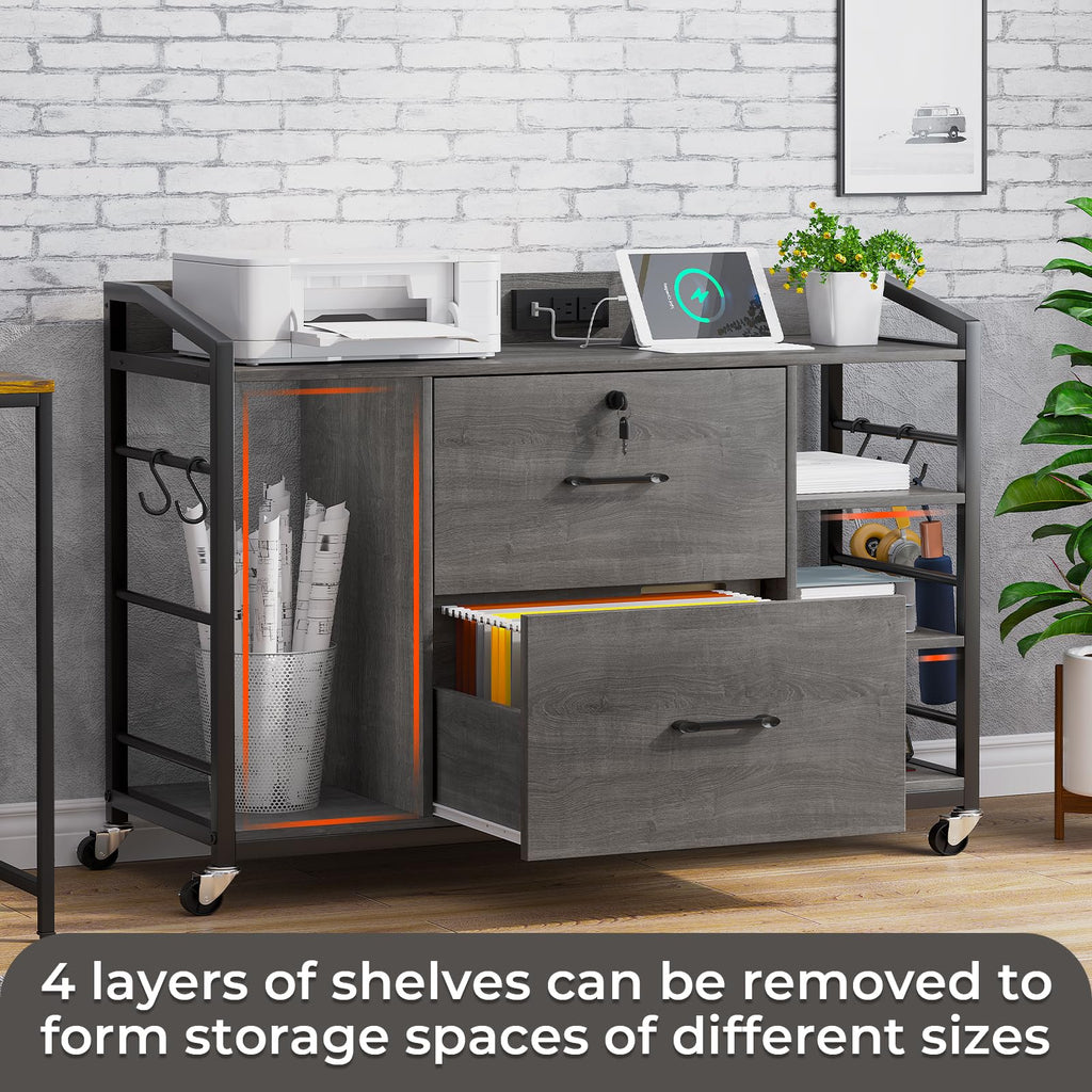 44" File Cabinet with Lock, Filing Cabinet fits Legal/Letter Size