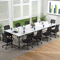 60" Conference Desk Set of 4, Modern Boardroom Desk with Storage Bag, Headphone Hook, Sturdy Metal Frame, Rectangular Seminar Table with Charging Station