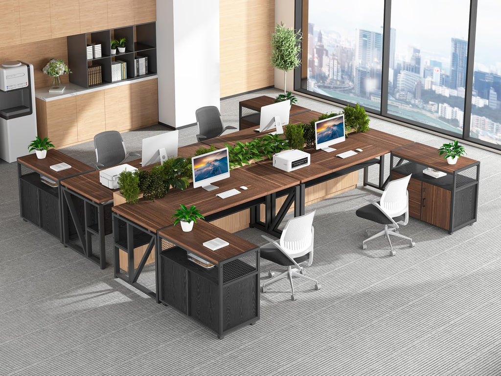 Office Desk with Drawers Sets, 63 inches L Shaped Computer Desk with Mobile File Cabinet,Big Executive Desk for Home Office Furniture Sets (Dark Brown, 63-inch)
