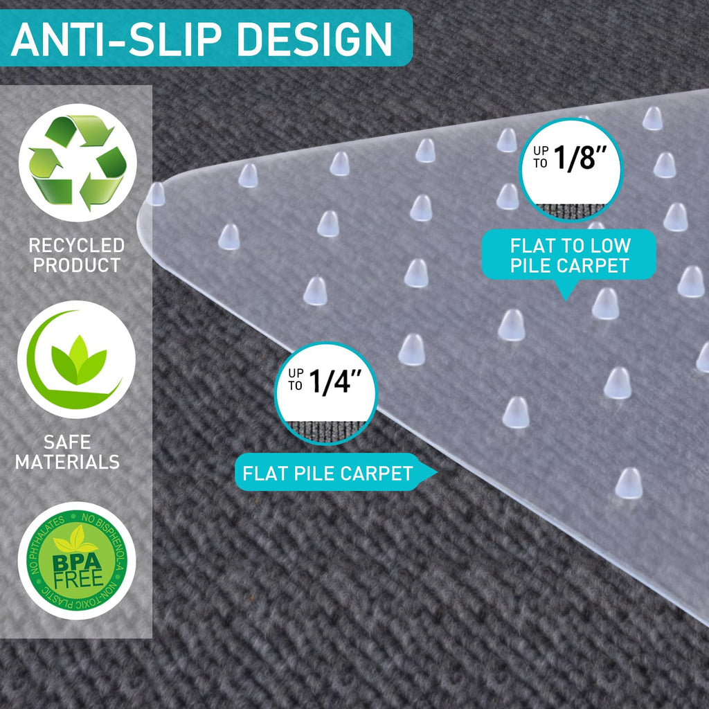 Office Chair Mat for Carpet: 48"x36" Clear Desk Chair Mat for Carpet Floor, Computer Mat for Low Carpeted Floors,Thick and Sturdy Protector, Rug Pad for Rolling Chairs Office Work Gaming