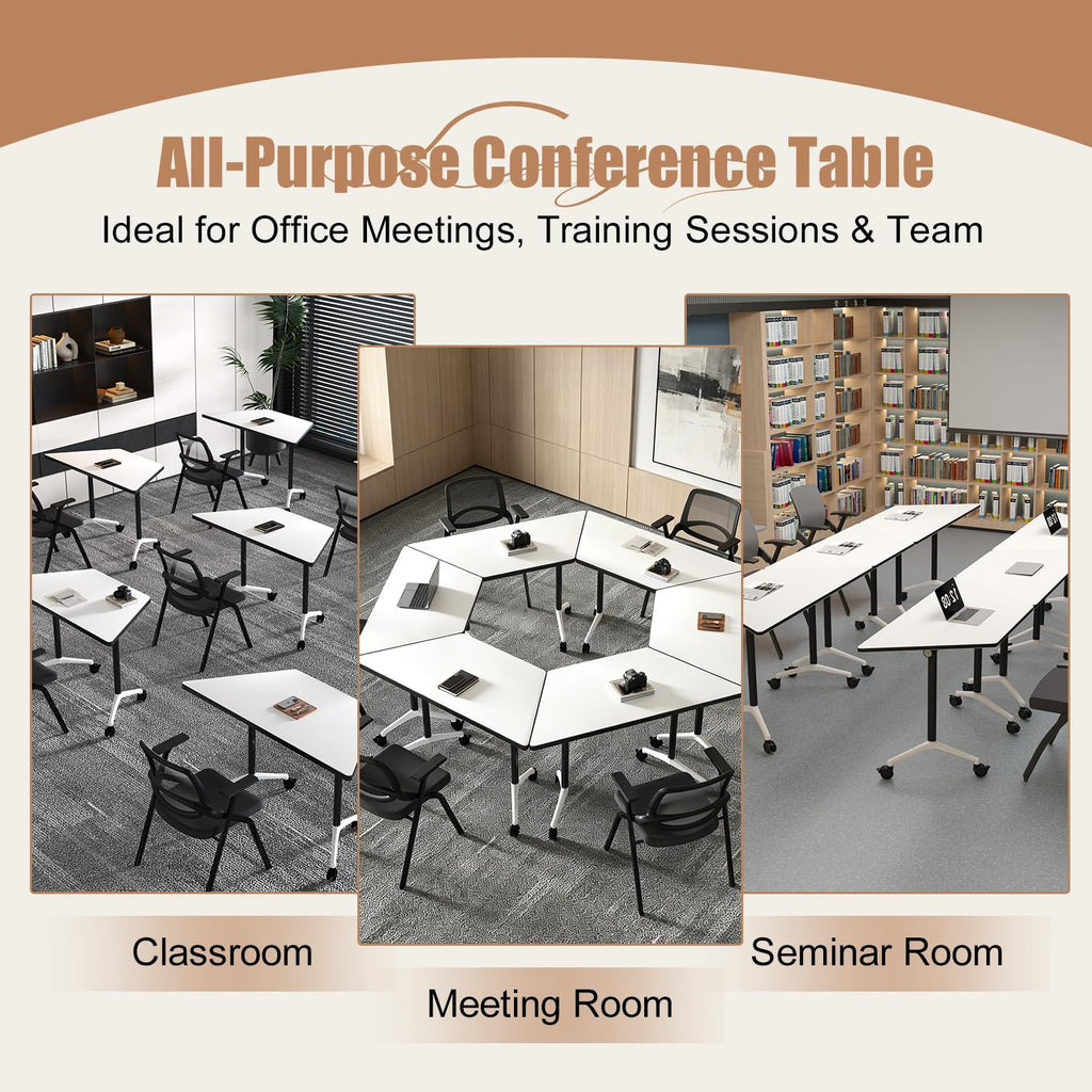 Folding Conference Table, 8 Pack Modern Flip Top Mobile Training Tables