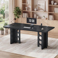63 Inch Executive Office Desk, Large Computer Office Desks with Power Outlet, Modern Laptop Desk Writing Table Workstation Business Furniture for Home Office, Black