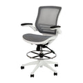 Mid-Back Swivel Office Chair with Adjustable Foot Ring and Seat Height, Ergonomic Mesh Chair with Armrests, Gray/White
