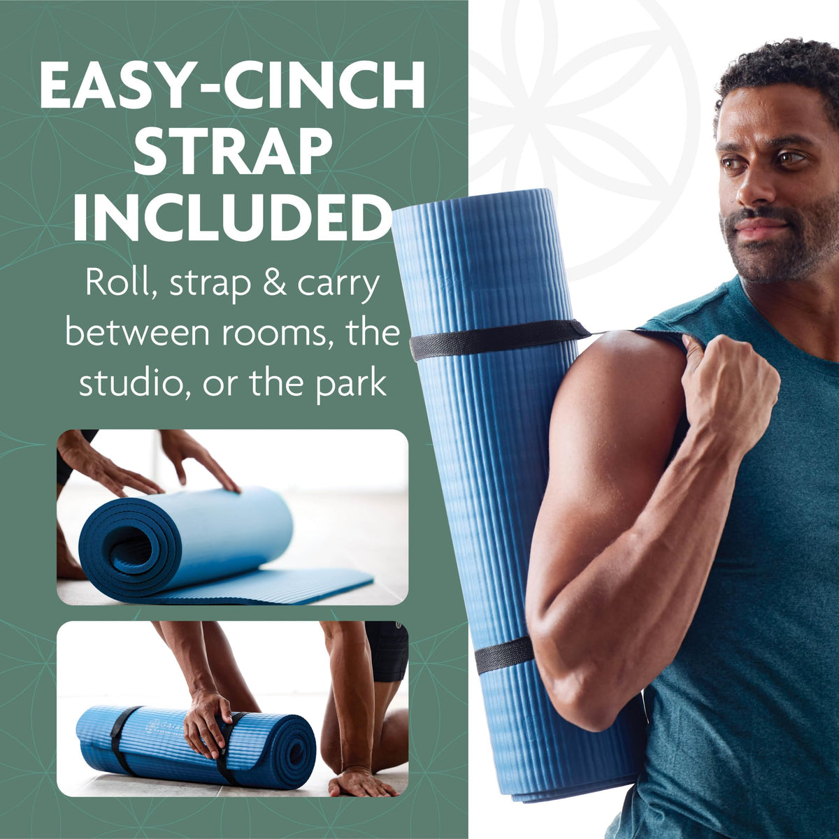 Essentials Thick Yoga Mat Fitness & Exercise Mat with Easy-Cinch Carrier Strap, Purple, 72"L X 24"W X 2/5 Inch Thick, 10mm
