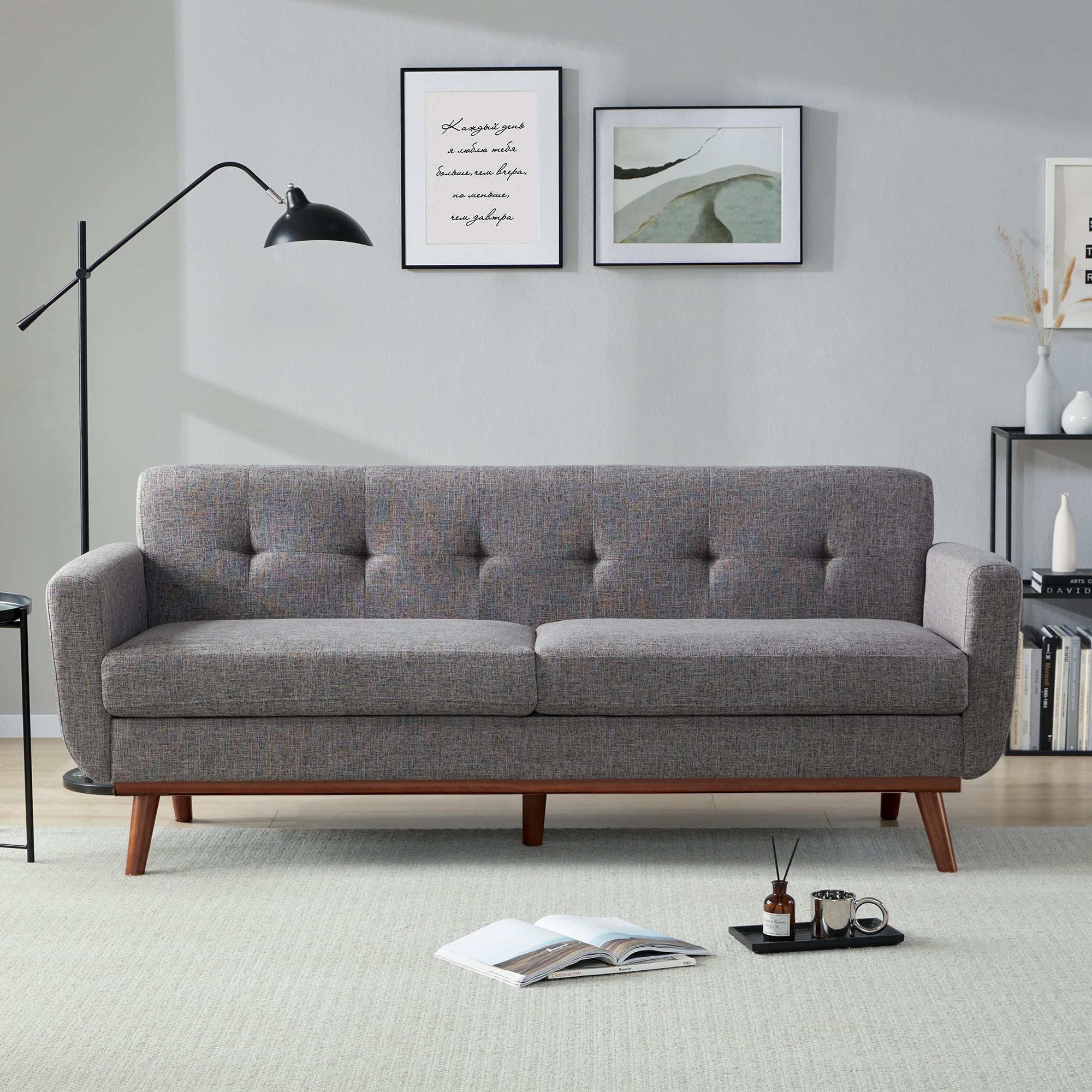 77.2" W Loveseat Sofa, Solid & Easy to Install Small Couch for Bedroom, Office, Apartment, Gray