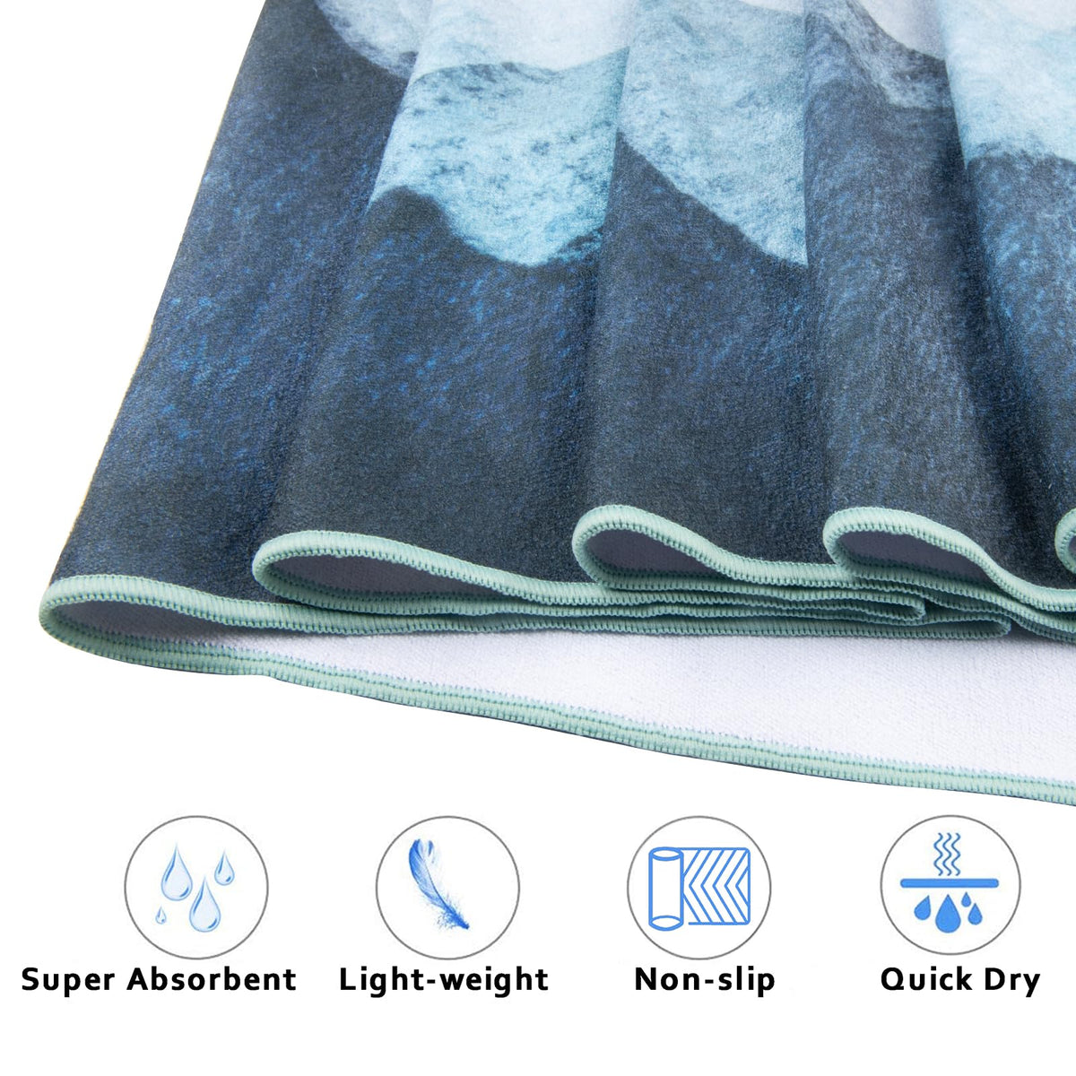 Non Slip Hot Yoga Towel, 74"x26", Watercolor Mountain